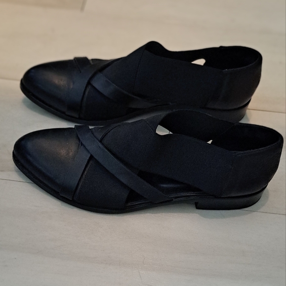 Strategia Italian womens black leather slip on shoes, size 40EU - Picture 3 of 8